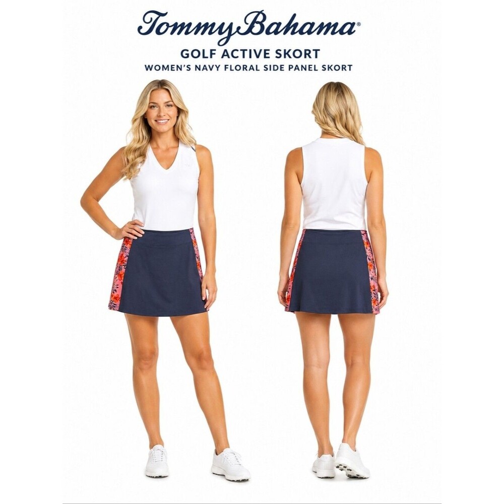 Tommy Bahama Golf Active Performance Skort Women's Navy Floral UPF 50 Size Large